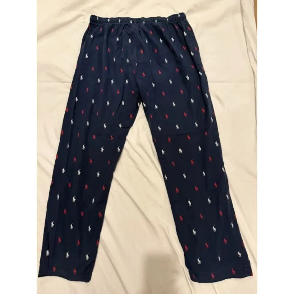 Polo Ralph Lauren Sleepwear Pajama Pants Mens Large Pony All Over Print Lounge